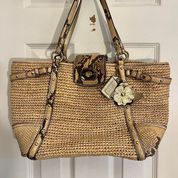 Coach Handbags - Coach natalie weekender straw python